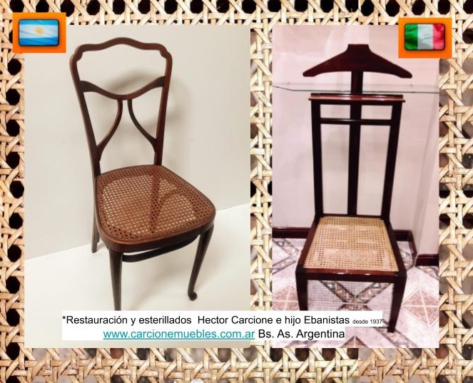 SILLA ANTIGUA Y PERCHERO ESTERILLADA